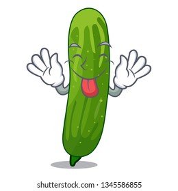 Tongue out fresh cucumber slice on mascot board