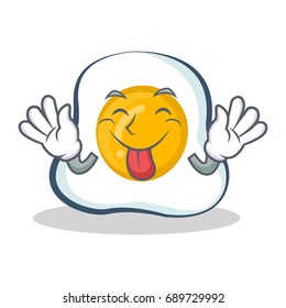 Tongue out fried egg character cartoon