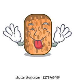 Tongue out fried tempeh on the mascot plate