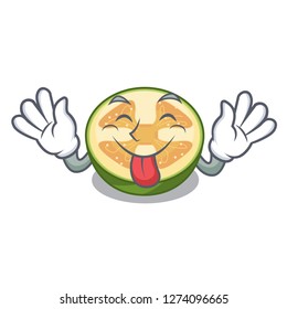 Tongue out fruit feijoa isolated on the mascot