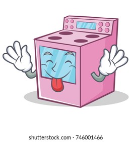 Tongue out gas stove character cartoon