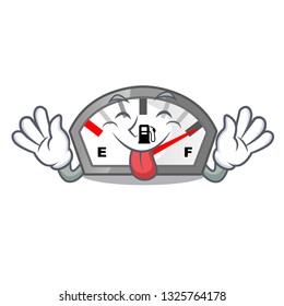 Tongue out gasoline indicator in the a mascot