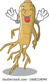Tongue out ginseng in the a cartoon shape