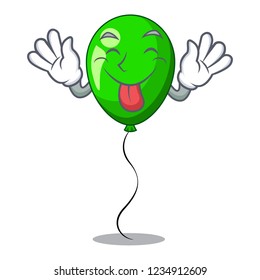 Tongue out green balloon on character plastic stick