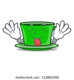 Tongue out green tea mascot cartoon