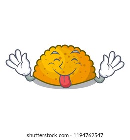 Tongue out homemade patties on the table cartoon