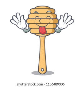 Tongue out honey spoon mascot cartoon