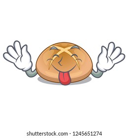Tongue out hot cross buns isolated on mascot