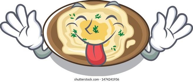 Tongue out hummus isolated with in the character