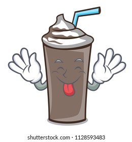 Tongue out ice chocolate mascot cartoon