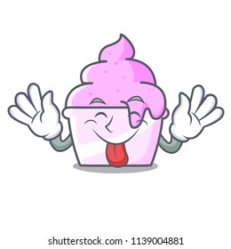 Tongue out ice cream paper cup mascot cartoon