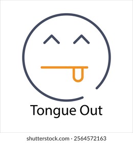 Tongue Out Icons thin line and glyph vector icon stock illustration