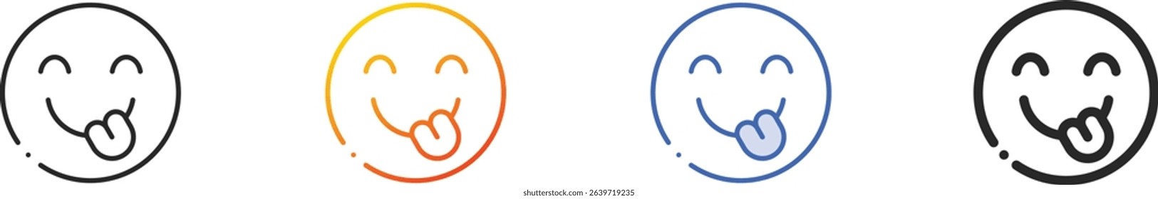 tongue out icon.Thin Linear, Gradient, Blue Stroke and bold Style Design Isolated On White Background