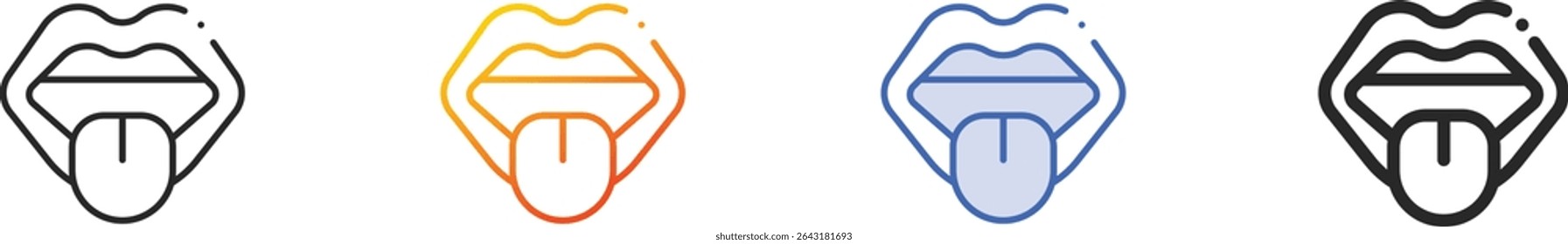 tongue out icon.Thin Linear, Gradient, Blue Stroke and bold Style Design Isolated On White Background