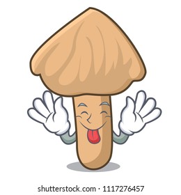 Tongue out inocybe mushroom mascot cartoon