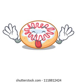 Tongue out jelly donut mascot cartoon