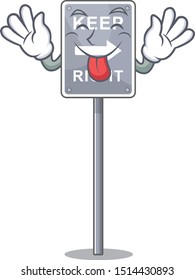 Tongue out keep right on side road character