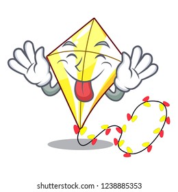 Tongue out kite with on clouds shape character