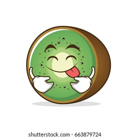 Tongue out kiwi fruit cartoon character vector art