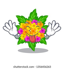 Tongue out lantana flowers isolated with the character