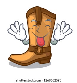 Tongue out leather cowboy boots shape cartoon funny
