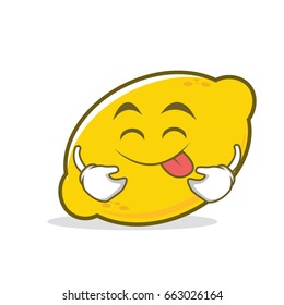 Tongue out lemon cartoon character vector art