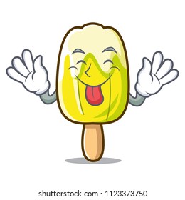 Tongue out lemon ice cream mascot cartoon