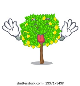 Tongue out lemon tree in the pot character