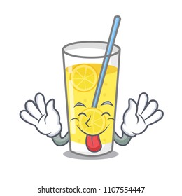 Tongue out lemonade mascot cartoon style