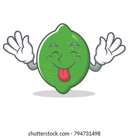 Tongue out lime mascot cartoon style