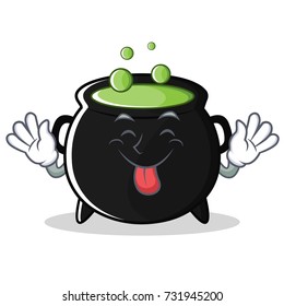 Tongue out magic cauldron character cartoon