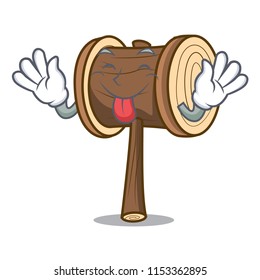 Tongue out mallet mascot cartoon style