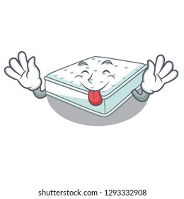 Tongue out mattress in cartoon on the shape