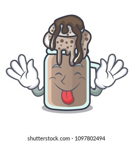 Tongue out milkshake mascot cartoon style