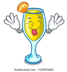 Tongue out mimosa mascot cartoon style