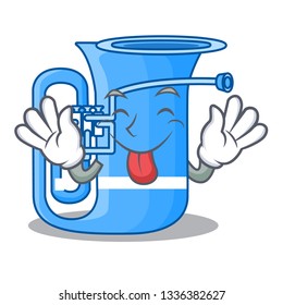 Tongue out miniature tuba in the shape cartoon