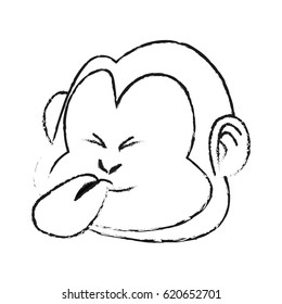 tongue out monkey cartoon icon image 