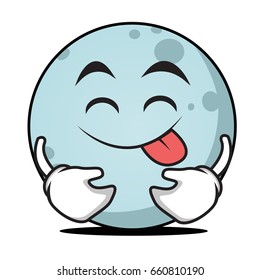 Tongue out moon cartoon character vector art