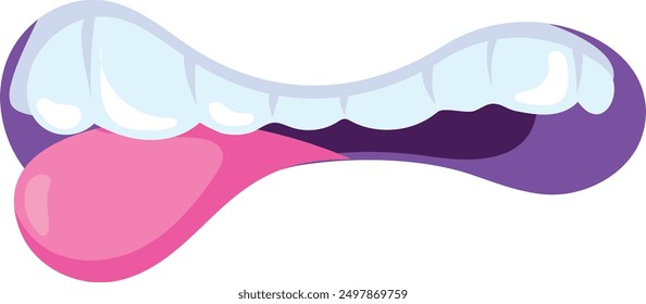 Tongue out mouth expression in funny cartoon style