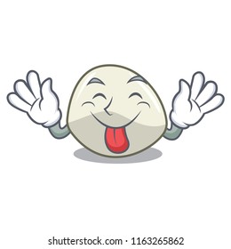 Tongue out mozzarella cheese isolated on mascot cartoon