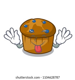 Tongue out mufin blueberry mascot cartoon