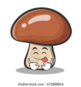 Tongue out mushroom character cartoon