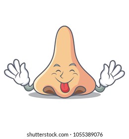 Tongue out nose mascot cartoon style
