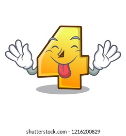 Tongue out number four isolated on the mascot