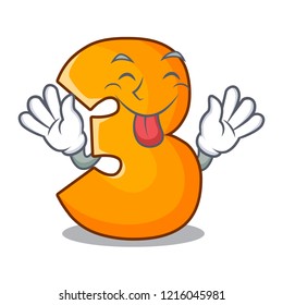Tongue out number three isolated on the mascot