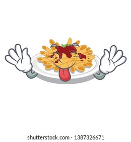Tongue out pasta isolated with in the cartoon