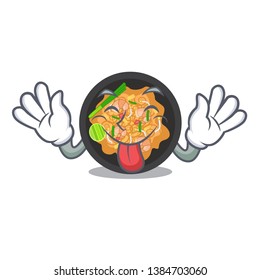 Tongue out pat thai on the mascot plate