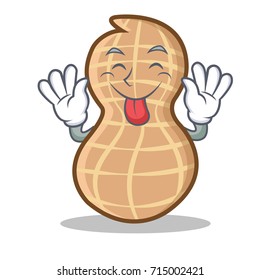 Tongue out peanut character cartoon style