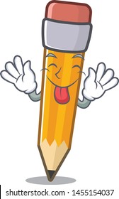 Tongue out pencil in the a character shape
