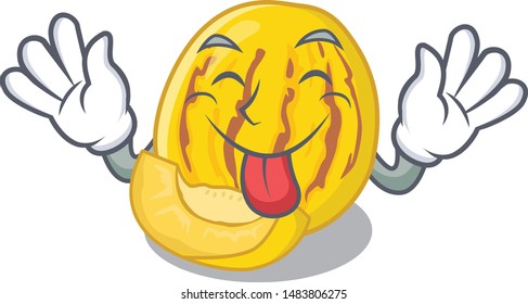 Tongue out pepino melon juice in cartoon glasses